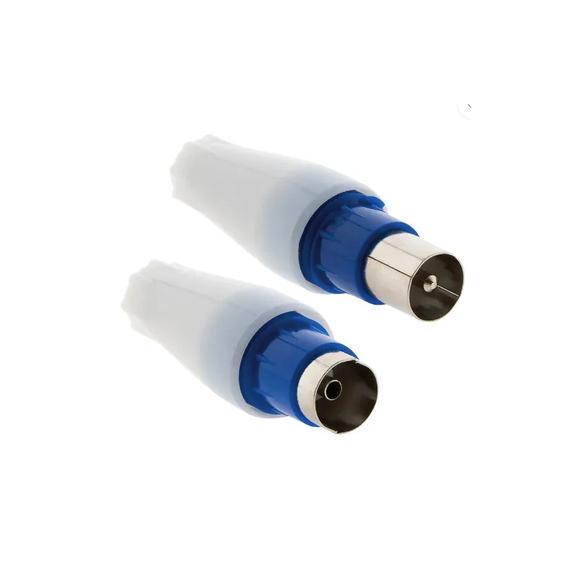 2 TV plugs, 1 male and 1 female, straight outlet, diameter 9.52mm.