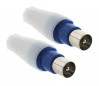 2 male TV plugs, straight outlet, diameter 9.52mm.