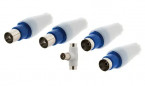 5 TV-Stecker, 2 Stecker, 2 Buchsen, 1 Abzweig-T-Stück, Durchmesser 9.52mm.