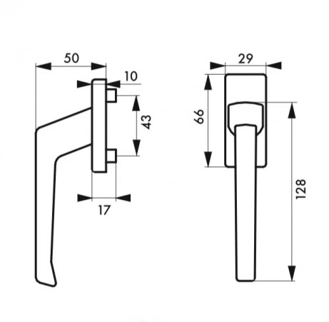 Fenstergriff, Rastdrücker 90° mit verdeckter Schraube, Farbe eloxiert F2