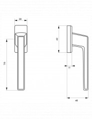 Manilla de ventana, manilla de Arquímedes con tornillo oculto, plata