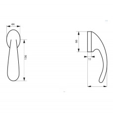 Manilla de ventana, manilla Gran prix con tornillo oculto, aluminio, cromo perla