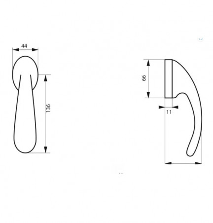 Manilla de ventana, manilla Gran prix con tornillo oculto, aluminio, cromo perla