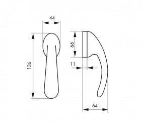 Manilla de ventana, manilla Gran prix con tornillo oculto, aluminio cromado pulido