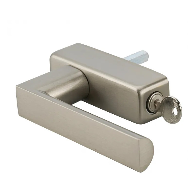 Window handle, Fifty lever handle with key and concealed screw, matt satin nickel alloy