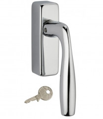 Window handle, Shark lever handle with key and concealed screw, polished chrome alloy