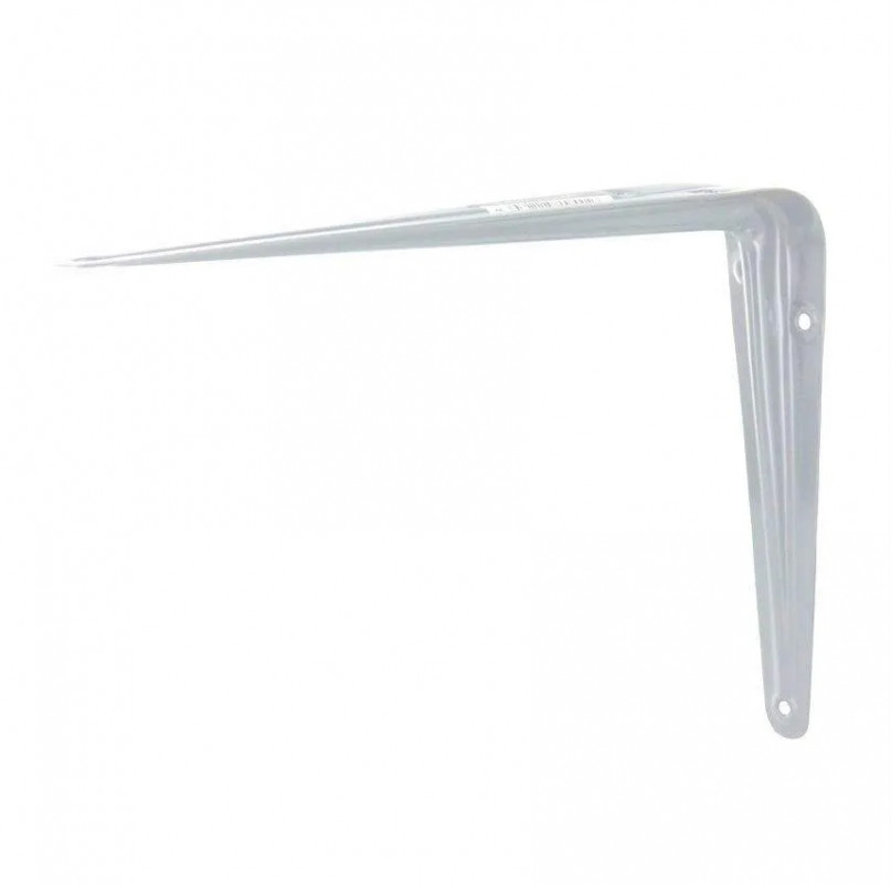 Screw-on angle bracket in white powder-coated steel, 250 x 300 mm