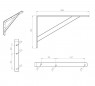 Konsole, verstärkter Winkel aus epoxidiertem Stahl 255 x 154 mm, weiß