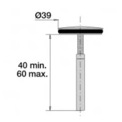 Edelstahlklappe für Waschbecken Durchmesser 39 mm, Schaft min. 40 max. 60 mm