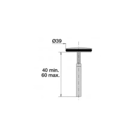 Edelstahlklappe für Waschbecken Durchmesser 39 mm, Schaft min. 40 max. 60 mm