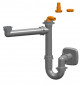 Space-saving siphon in metallic grey for 1-bowl sink