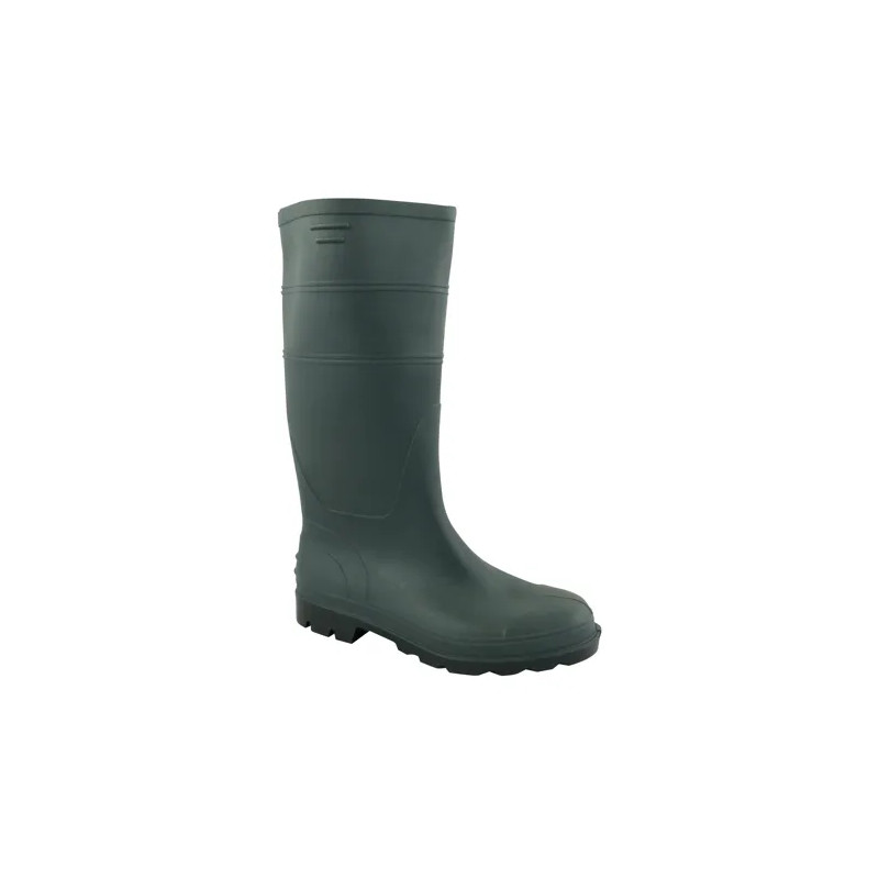 Green PVC-coated canvas boots, no safety features, size 42.