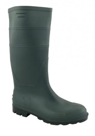 Grüne, PVC-beschichtete Leinwandstiefel ohne Sicherheitsfunktion, Größe 44.