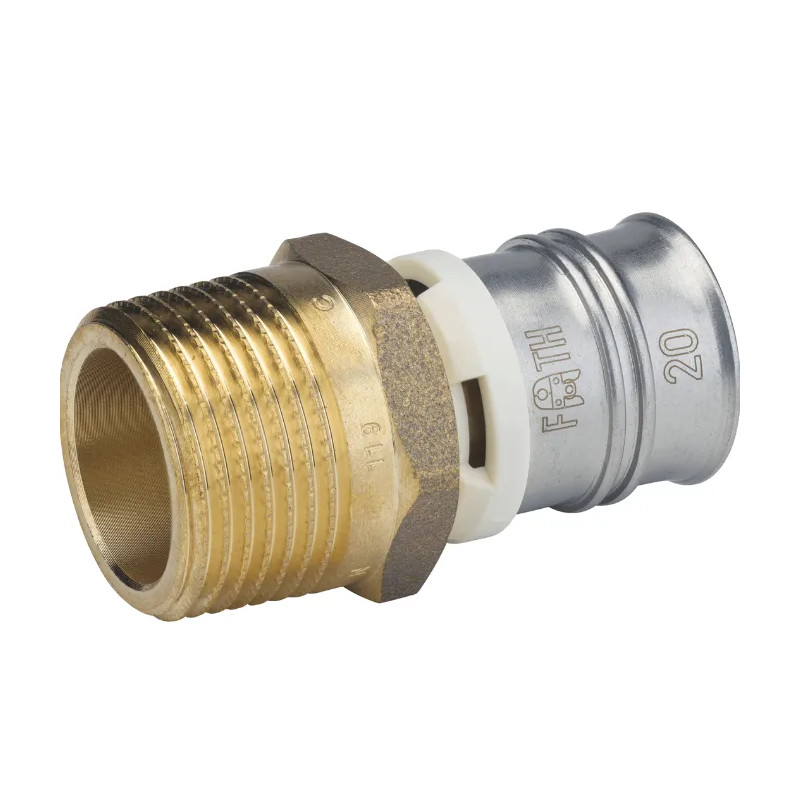 20x27 male fixed nickel-plated brass fitting for 20mm diameter multilayer.