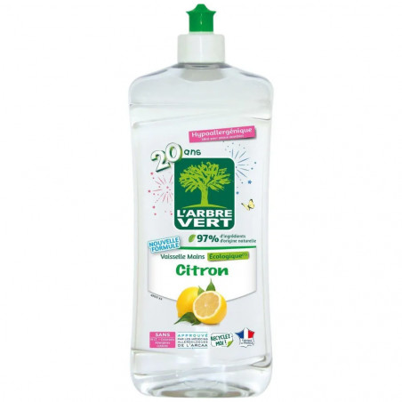 Vaisselle main Ecolabel citron 750mL, Arbre vert bien être. 