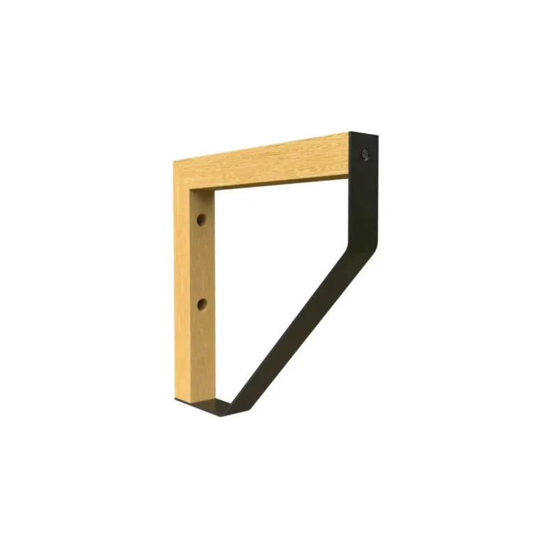 MIX P screw-on angle bracket in raw beech/black steel, 202x202mm.