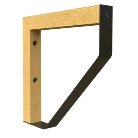 MIX P screw-on angle bracket in raw beech/black steel, 202x202mm.