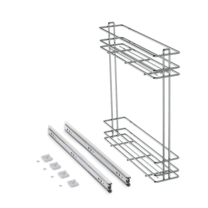 SupraMaxpull-out bottle holder, 150 mm module, cushioned, chrome-plated steel