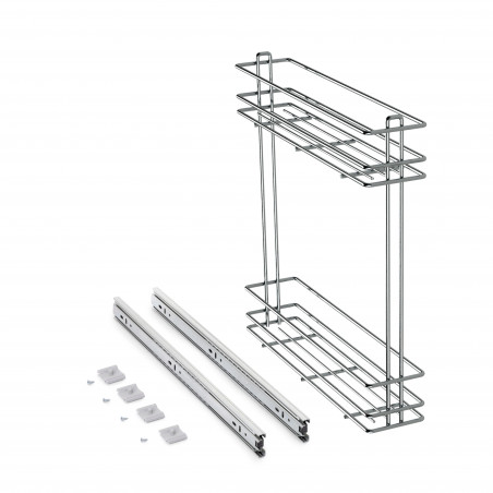 PORTE-BOUTEILLE EXTRACTIBLE MODULE 115MM AMORTIE ACIER CHROME