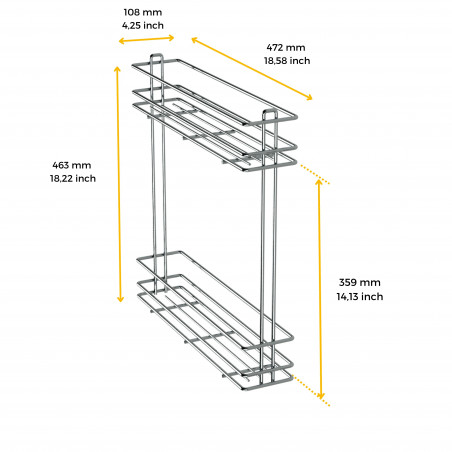 PORTE-BOUTEILLE EXTRACTIBLE MODULE 115MM AMORTIE ACIER CHROME