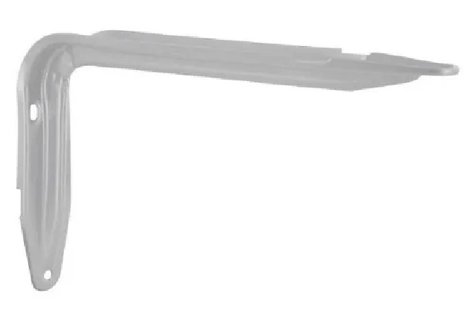 Deep-drawn angle bracket in white epoxy steel, H.150 /L.230mm, per pair.