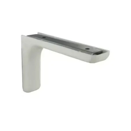 Leonard steel and white plastic angle bracket, 80x117mm.