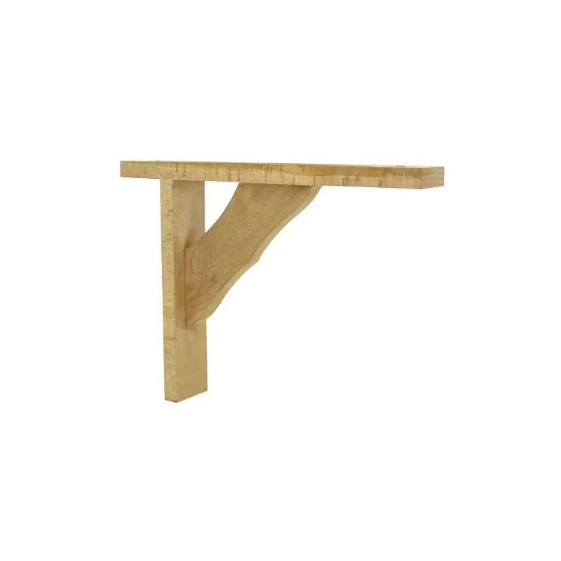 Decorative screw-on angle bracket, raw beech, H.280xW.230mm.