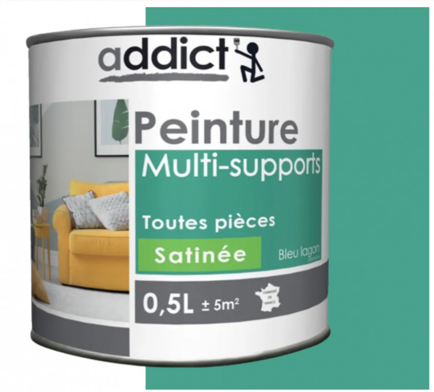 Peinture acrylique multi supports, bleu lagon satin, 0,5 litre