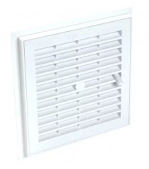 Grille de ventilation PVC à sceller démontable et à fermeture carrée 176x176 mm, blanche