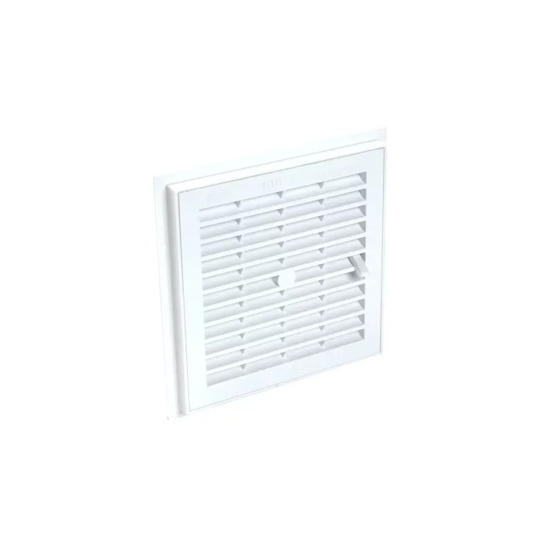 Square PVC ventilation grille, sealable, removable, with closure 176x176 mm, white