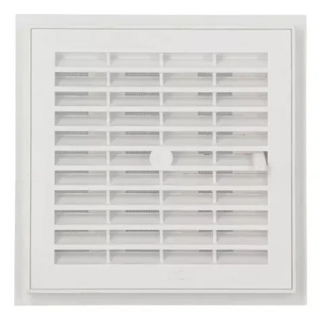 Square PVC ventilation grille, sealable, removable, with closure 176x176 mm, white