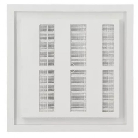 Grille de ventilation PVC à sceller démontable et à fermeture carrée 176x176 mm, blanche