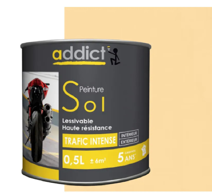 Peinture sol haute résistance monocomposant, ton pierre, 0,5 litre