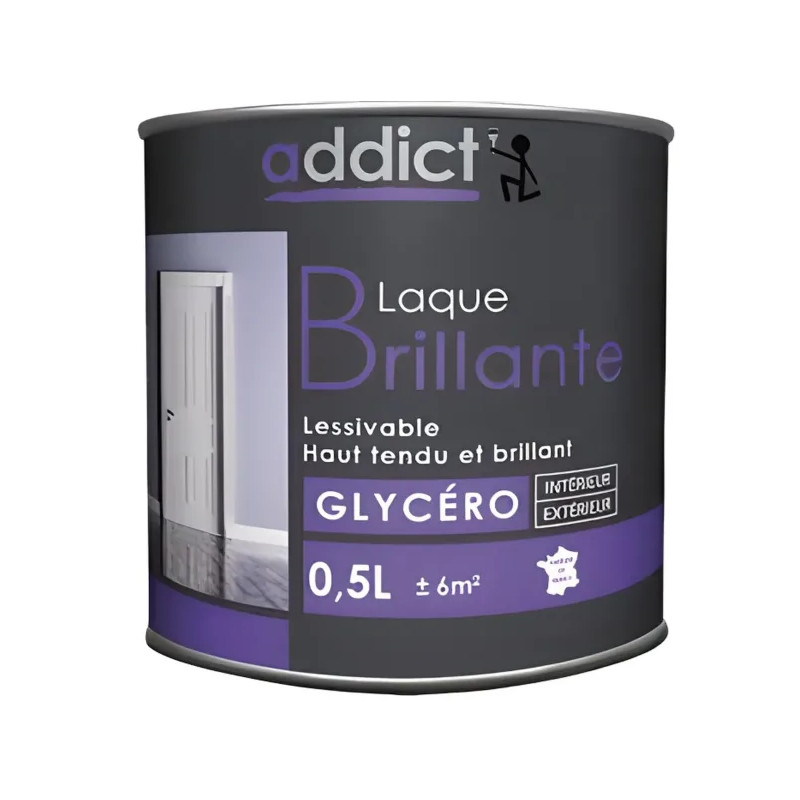 Peinture laqué glycéro déco tous supports, blanc brillant, 0.5 litre