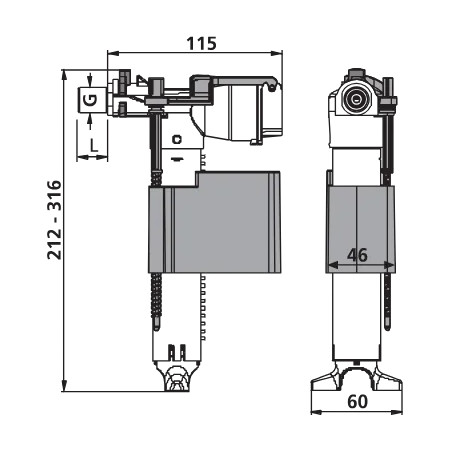 Robinet flotteur de WC suspendu, pour Bati-support Villeroy & Bock Viconnect