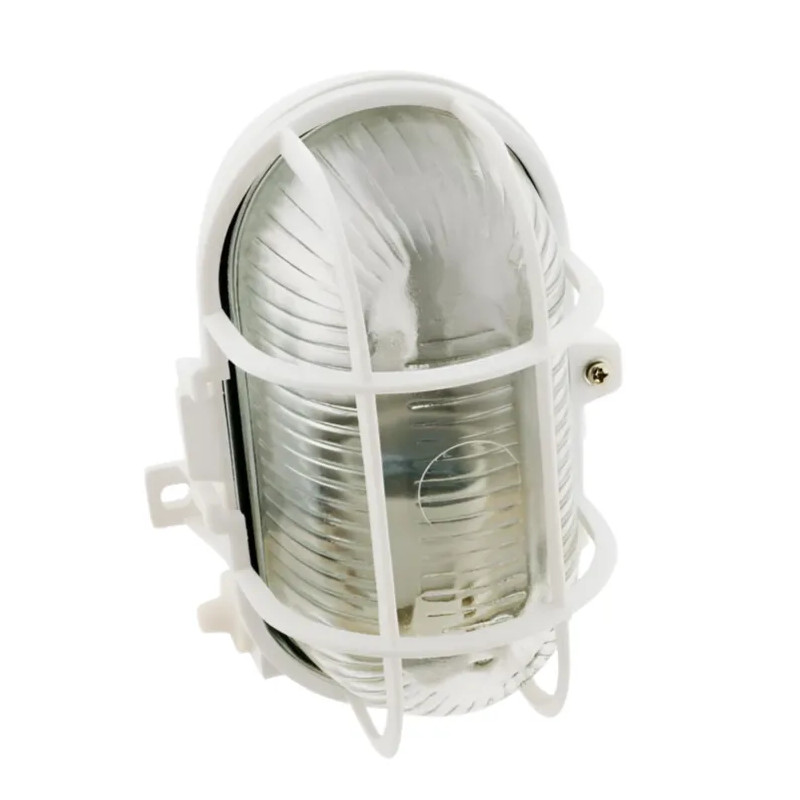 Luminaria exterior oval IP44 de superficie con lamas, blanca