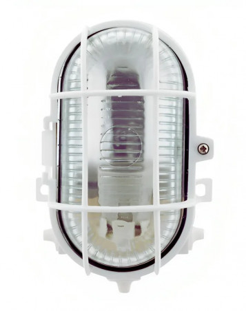 Surface-mounted oval IP44 outdoor light with louvre, white