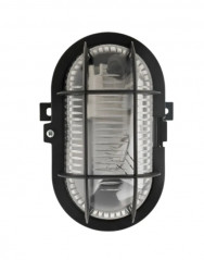 Surface-mounted oval IP44 outdoor light with louvre, black