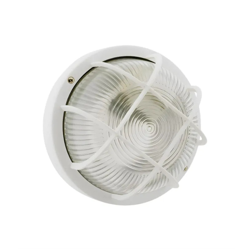 IP44 surface-mounted round porthole for outdoor lighting with louvre, white