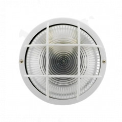 Luz exterior redonda 470 lúmenes, IP44 con rejilla, blanco