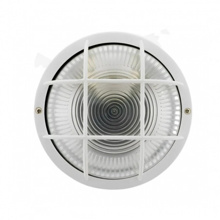 Luce esterna rotonda 470 Lumen, IP44 con ottica, bianco