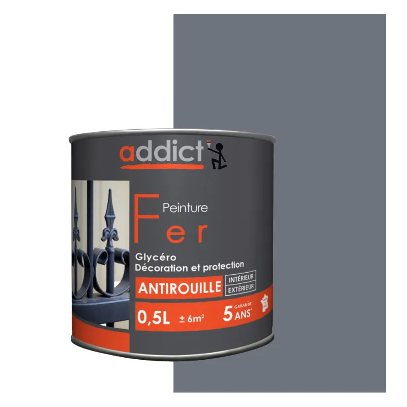 Rustproof iron paint, anthracite grey, 0.5 liter, interior and exterior