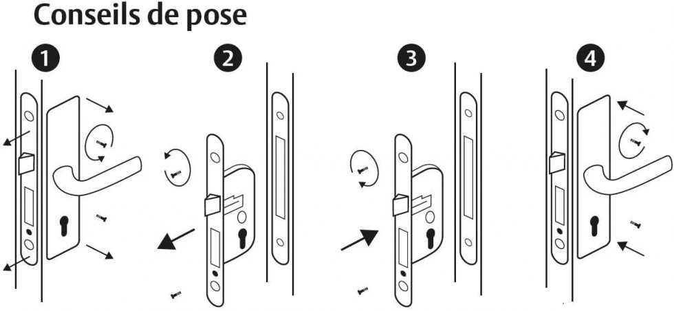 Serrure à encastrer, trou cylindre porte entrée, coffre 135 mm, axe 40 mm 