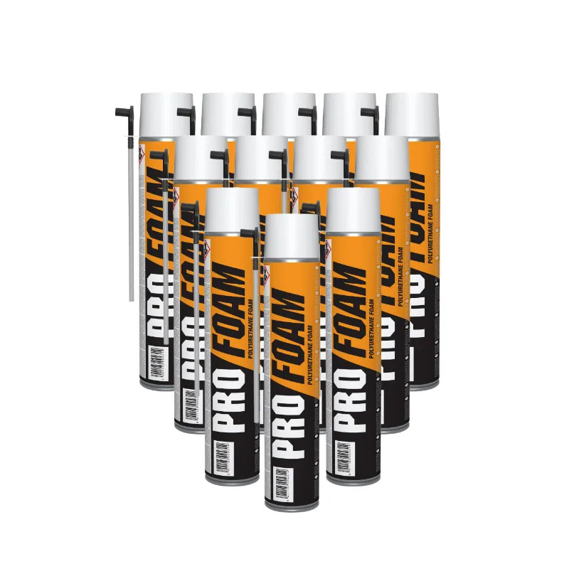 Carton de 12 mousses expansives polyuréthanes PRO FOAM, PU manuel, 700 ml 