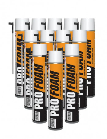 Carton de 12 mousses expansives polyuréthanes PRO FOAM, PU manuel, 700 ml 