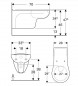 Cuvette WC suspendu PMR Vitalis, rallongée, 70cm, Blanc