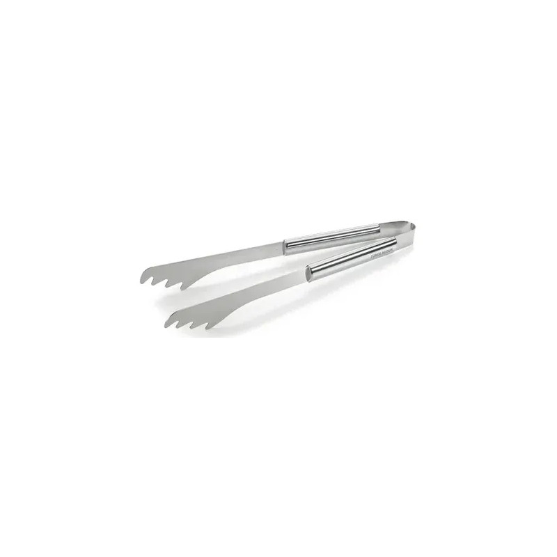 Short stainless steel tongs for plancha.