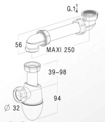 Easyphon washbasin siphon with rear connection, BMT02