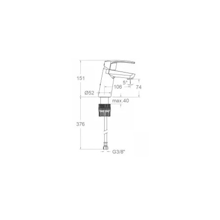 Miscelatore per lavabo "New fly", nero, altezza 151 mm, senza scarico.