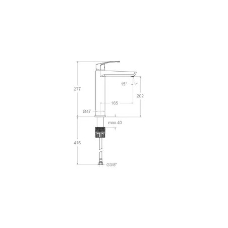 Mitigeur haut de lavabo "New fly", hauteur 277mm.